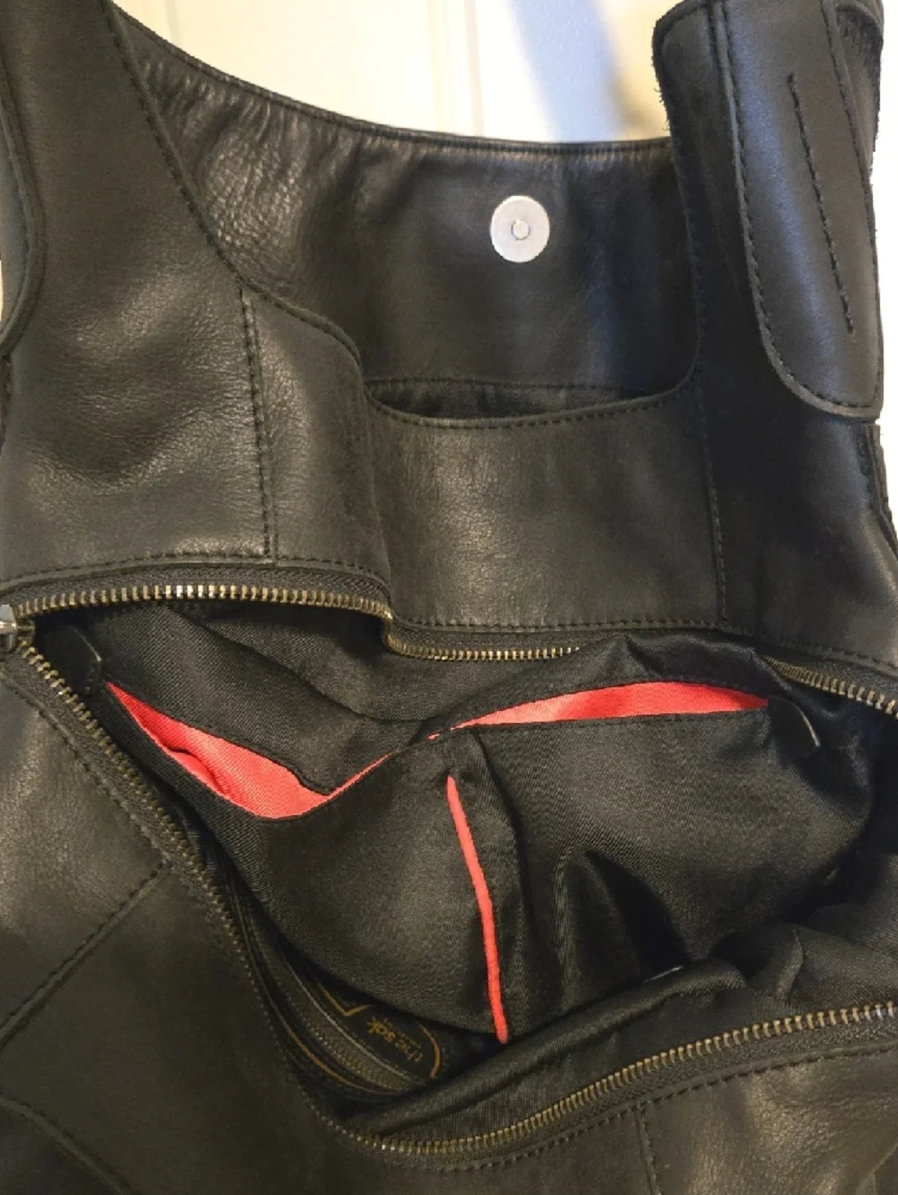 The Sak Collective Salinas Triple Compartment Black Leather Double Handle - Picture 7 of 12